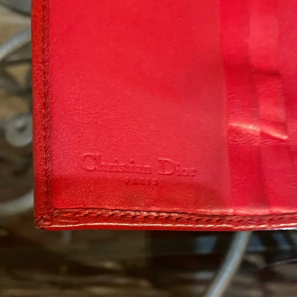 Dior Brown and Red Wallet with Yellow Accent #2